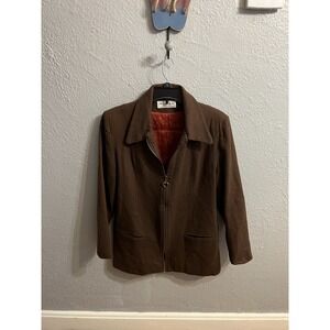 Dumas Women's Brown Zip Up Coat Size 8 Wool